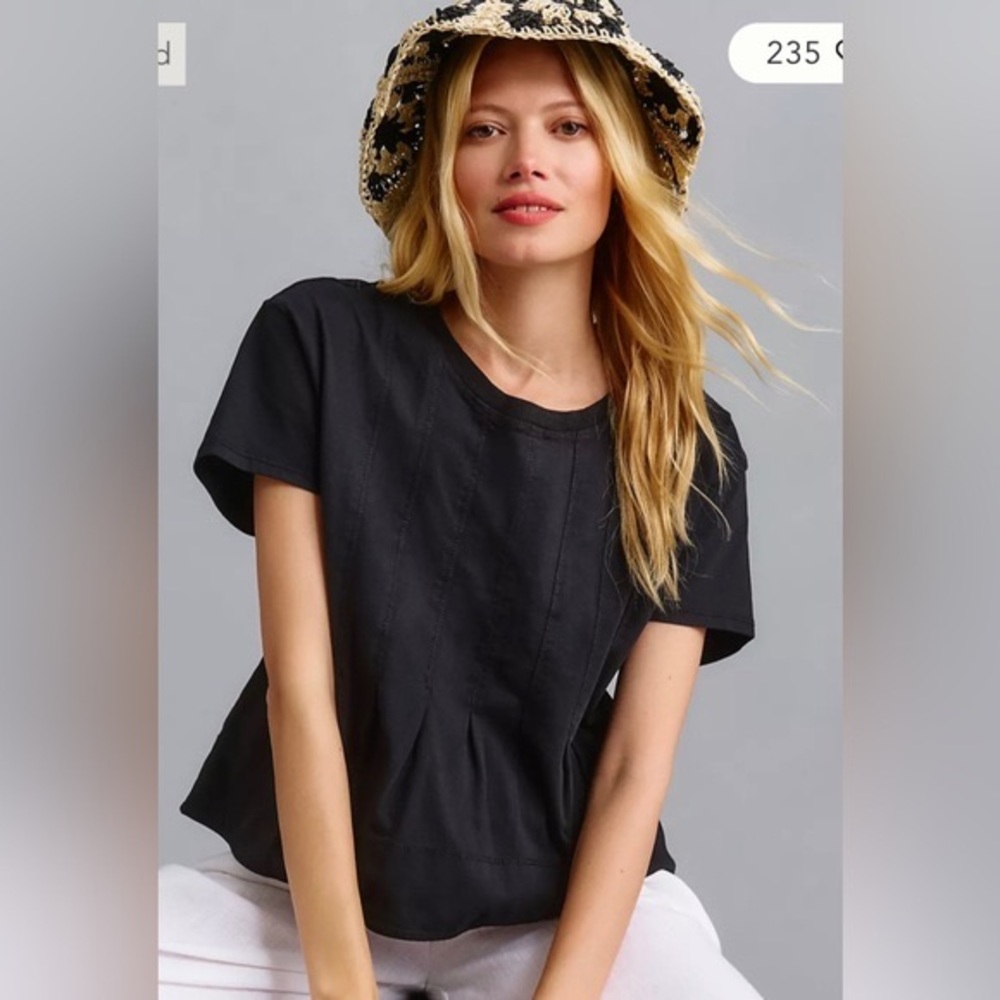 Pilcro Pleated Swing Tee In Black Size M